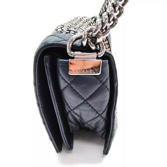 (R783) Chanel Reverso Boy Flap Bag Woven Calfskin - Picture 3 of 8